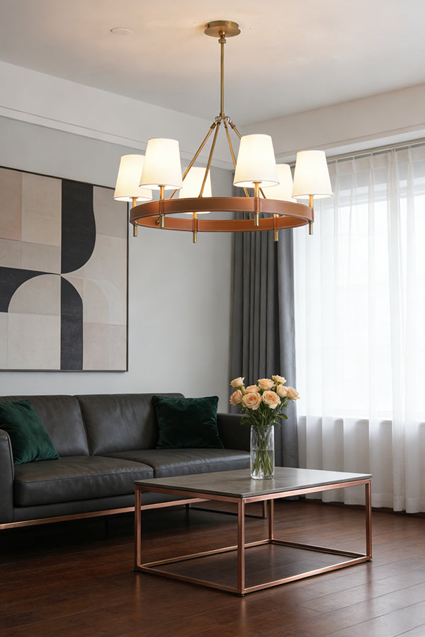 Leather Halo Ring Chandelier - view 6 | morylighting