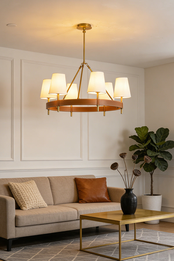 Leather Halo Ring Chandelier - view 2 | morylighting