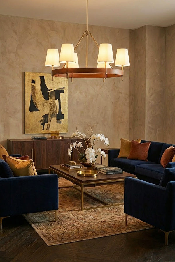 Leather Halo Ring Chandelier - view 4 | morylighting