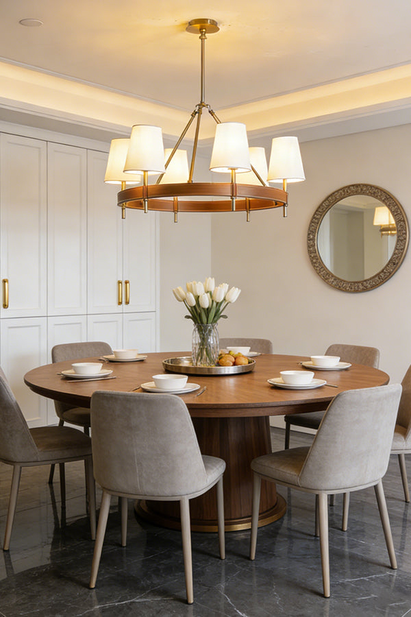 Leather Halo Ring Chandelier - view 3 | morylighting