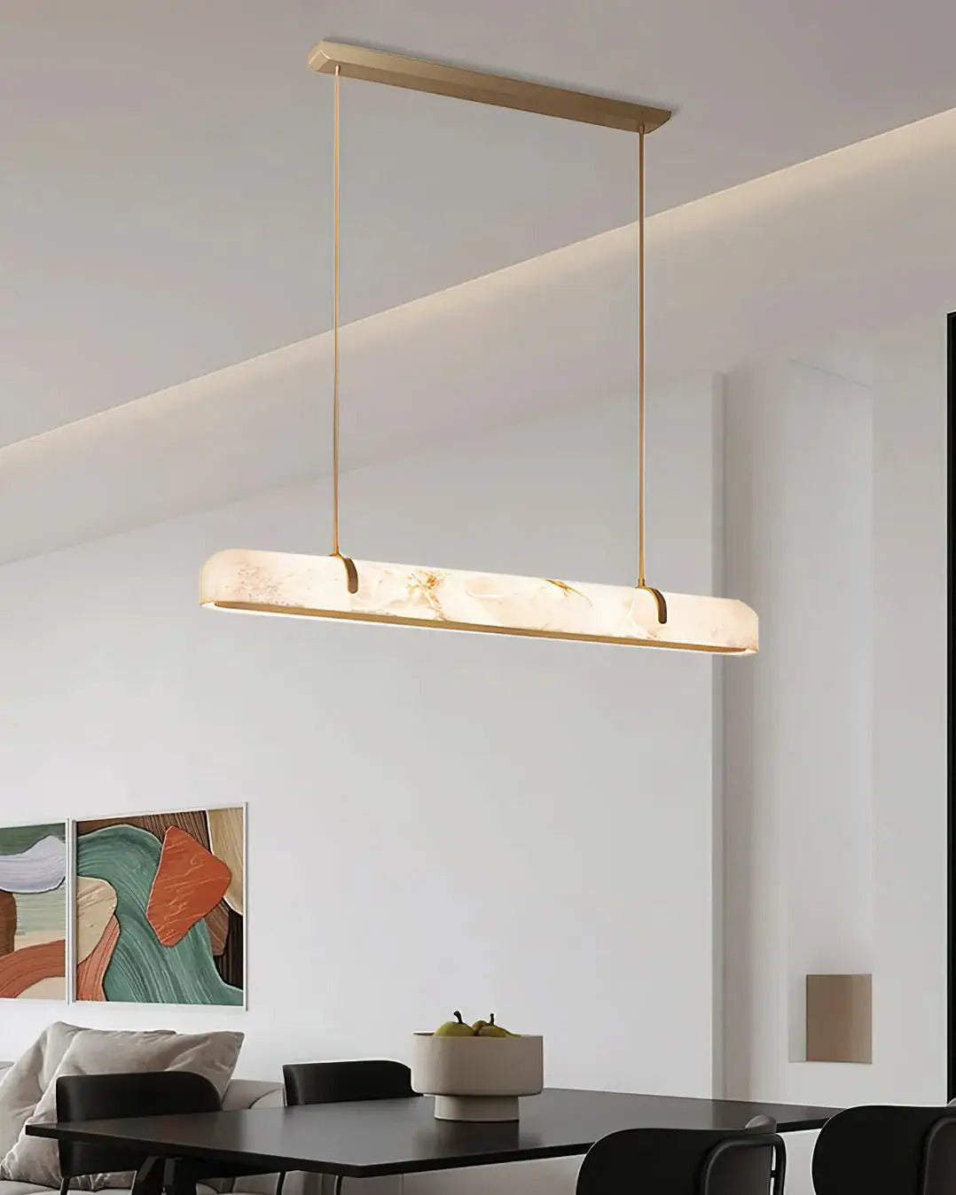LA Linear Alabaster Chandelier