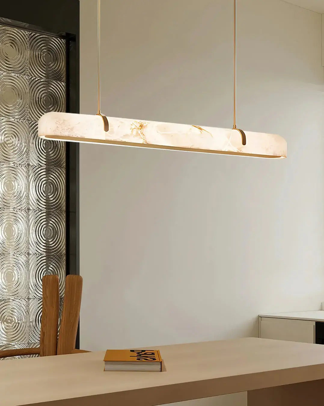 LA Linear Alabaster Chandelier