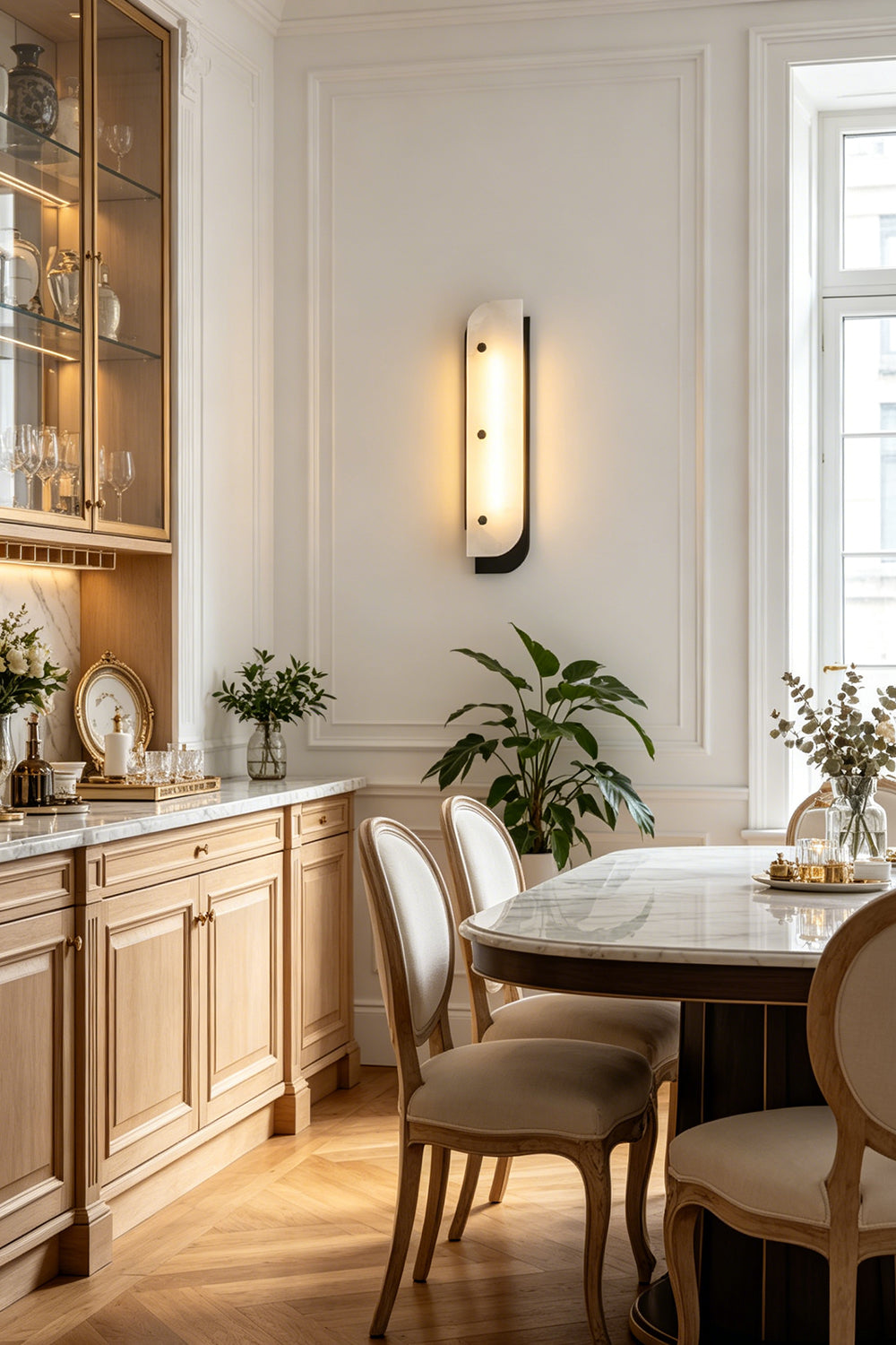 Alabaster wall sconce lighting | Alabaster, Metal | Rustic kitchen dining room interior | vexa lamps