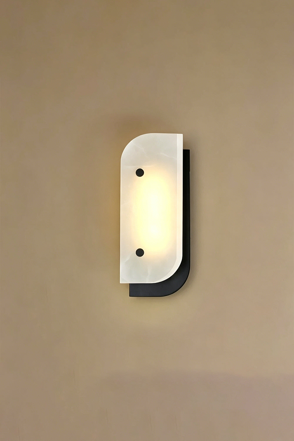 Unilluminated alabaster wall light | Alabaster, Metal | Unlit product shot against textured wall | vexa lamps