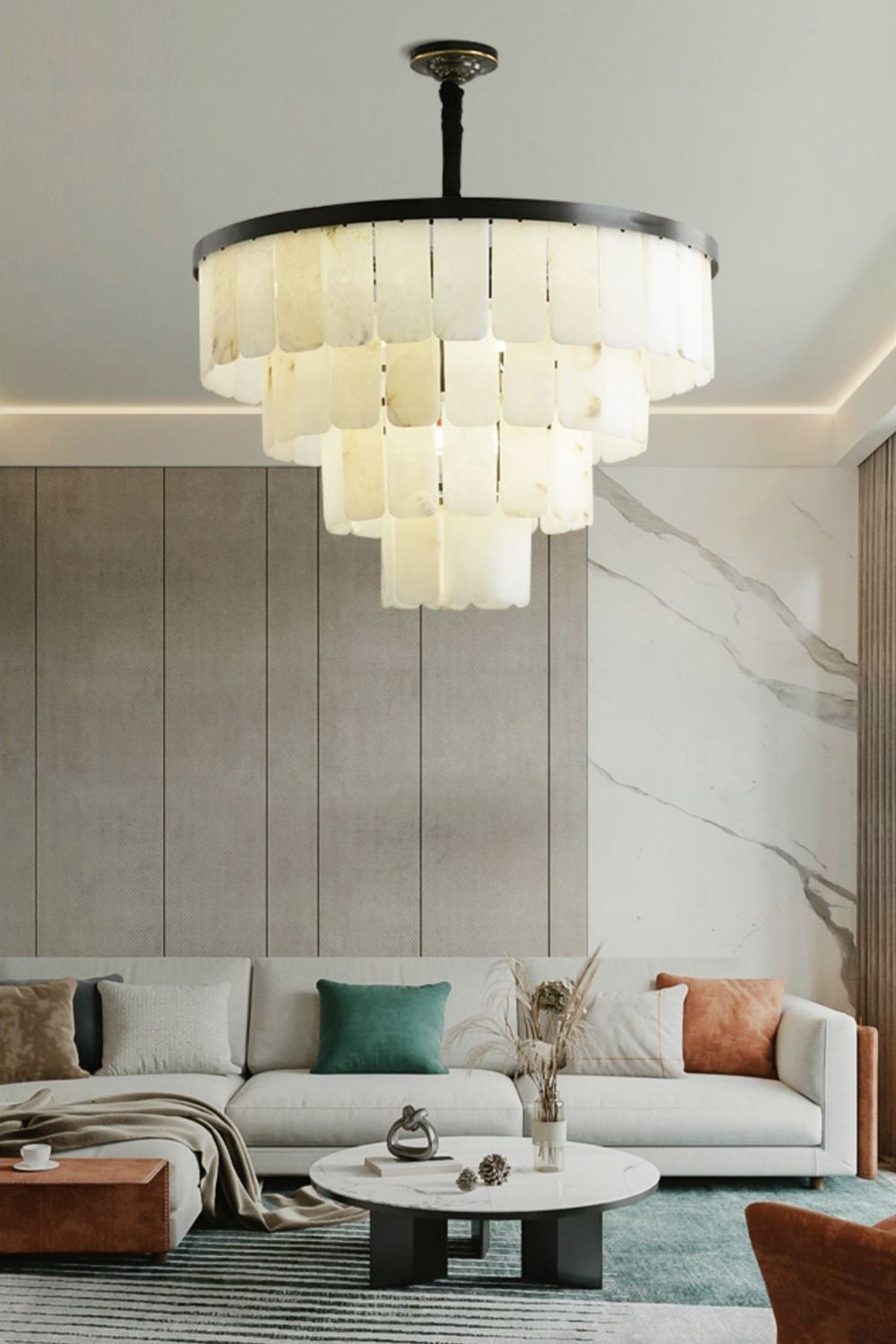 Luxurious Cascading Snow Plaster Chandelier - view 5 | morylighting