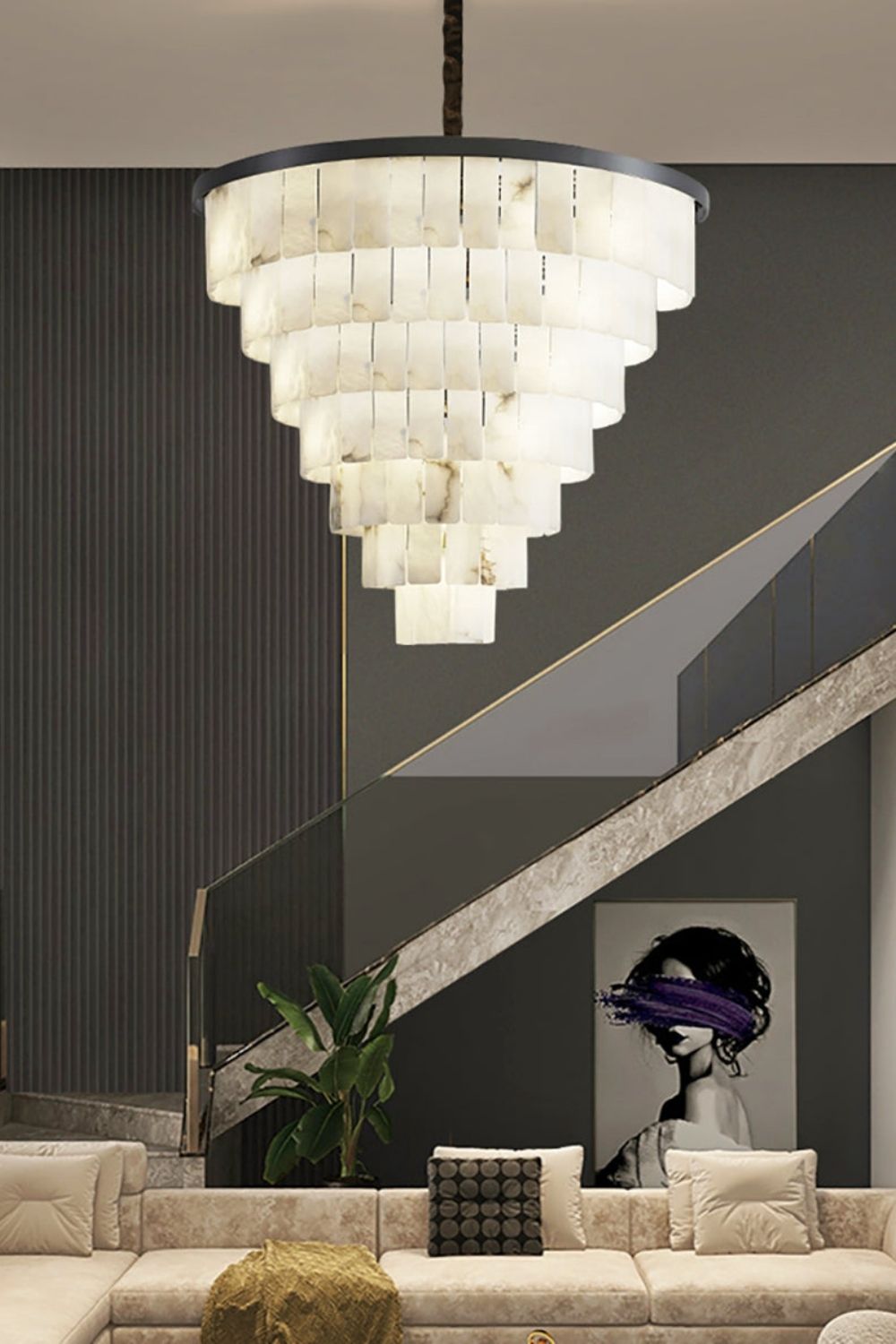 Luxurious Cascading Snow Plaster Chandelier - view 12 | morylighting