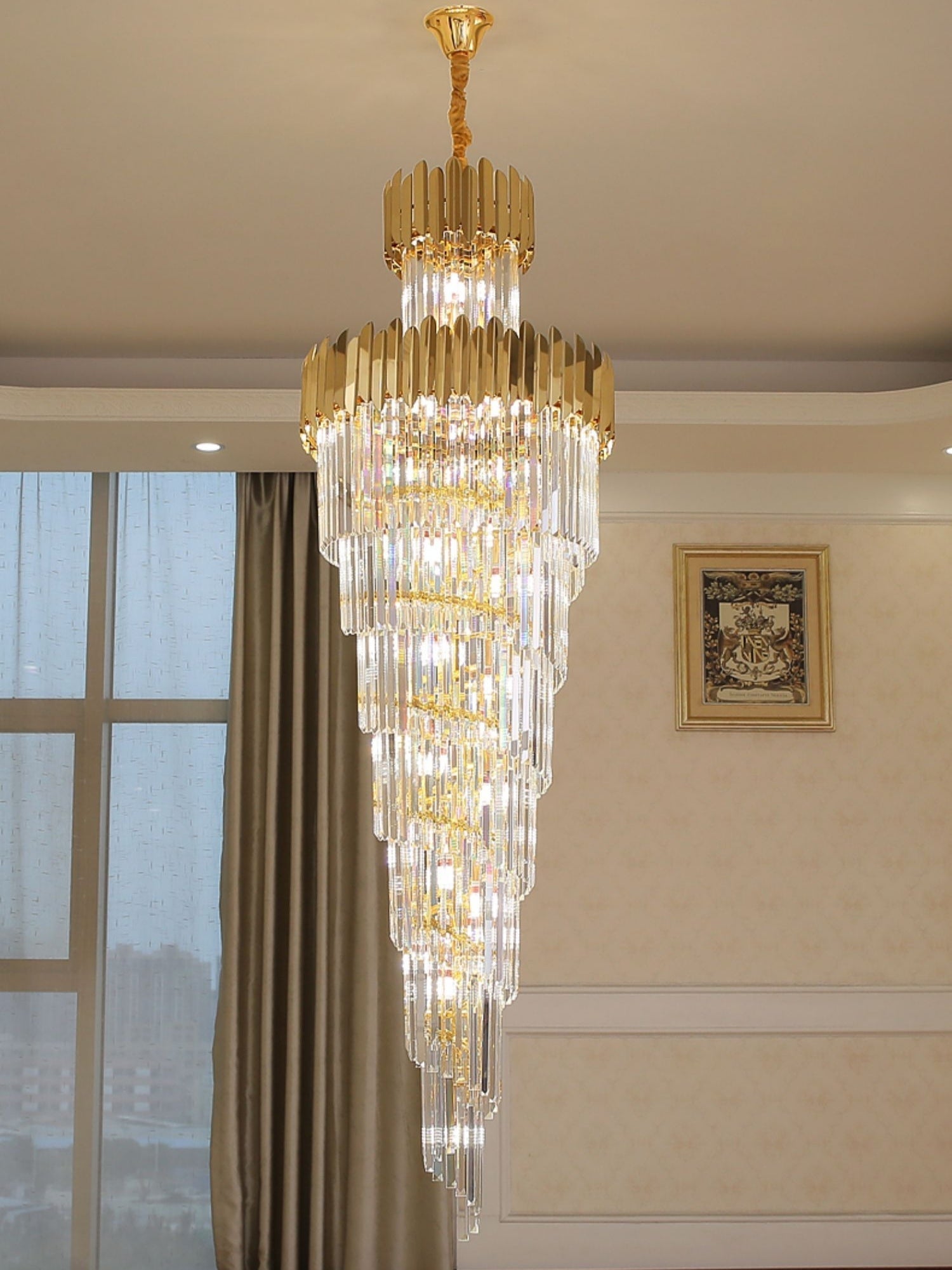 Morylighting Opulent Grandeur Long K9 Crystal Chandelier - Background Shot