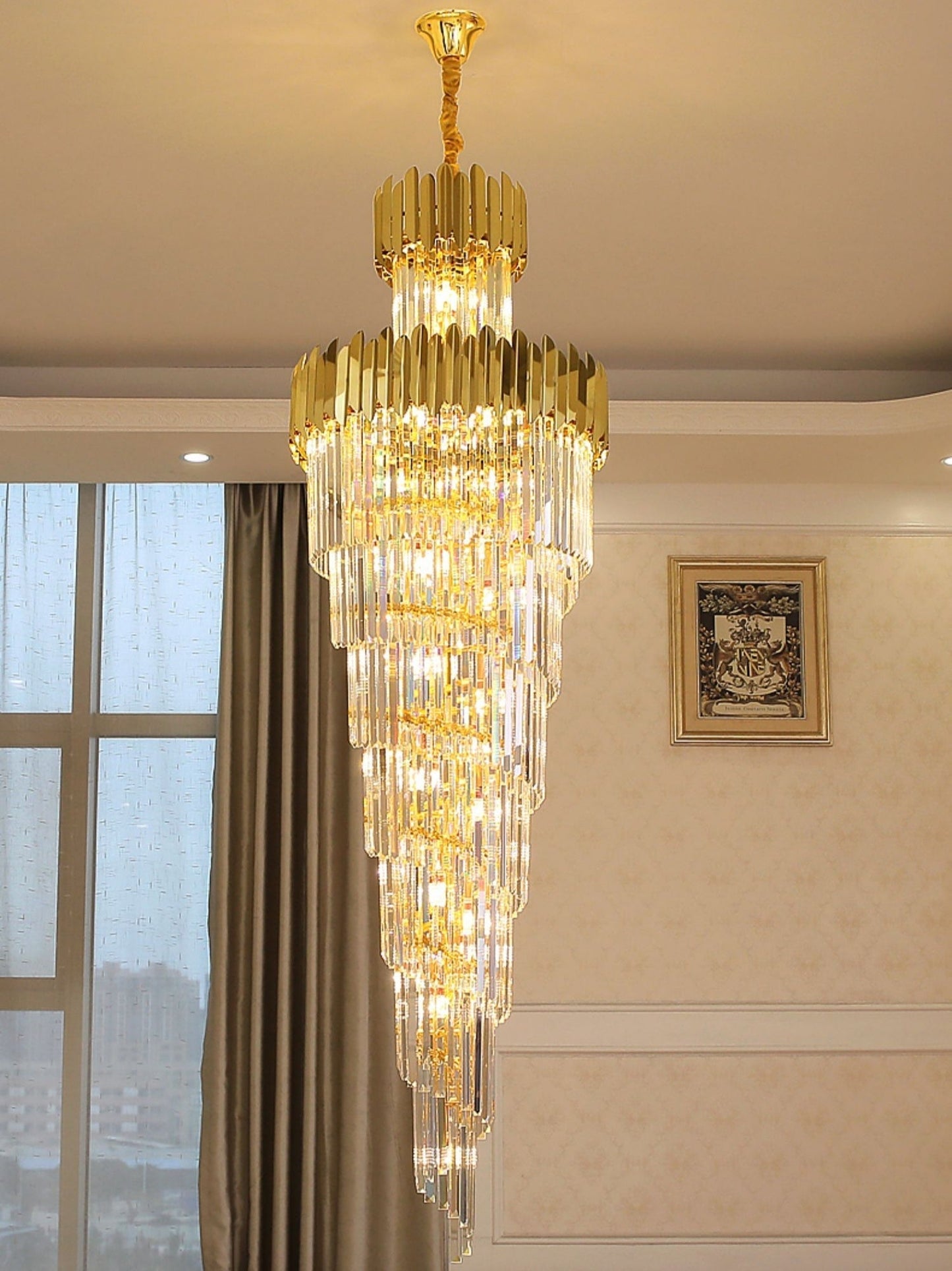 Morylighting Opulent Grandeur Long K9 Crystal Chandelier - Background Shot