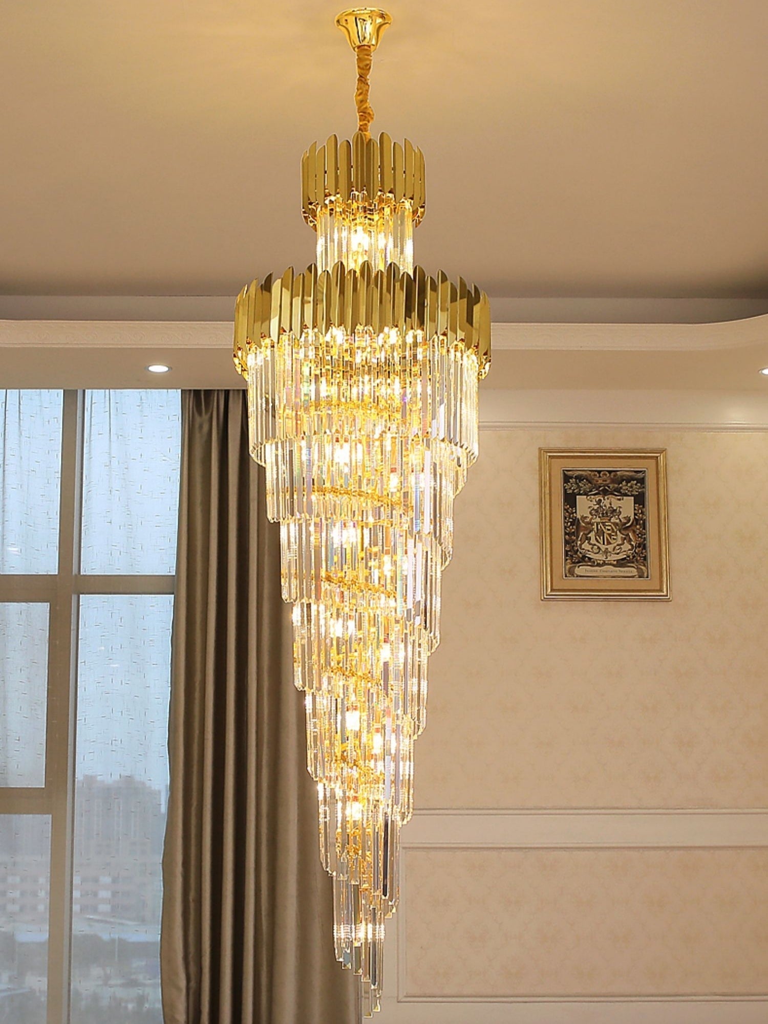Morylighting Opulent Grandeur Long K9 Crystal Chandelier - Background Shot
