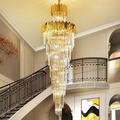 Morylighting Opulent Grandeur Long K9 Crystal Chandelier - grand American estate foyer