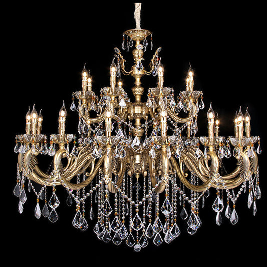 24 lights flat bronze and brass chandelier