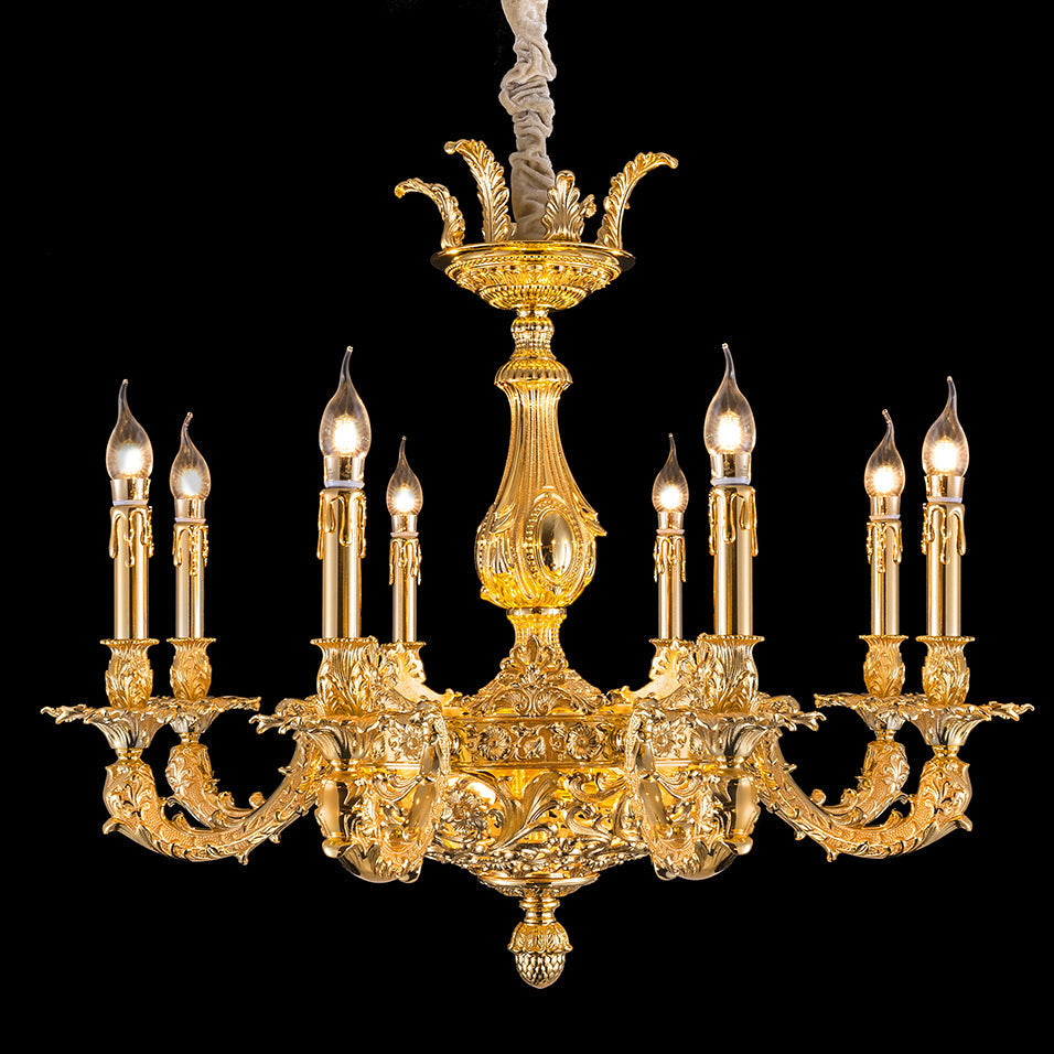 8 light antique brass chandelier