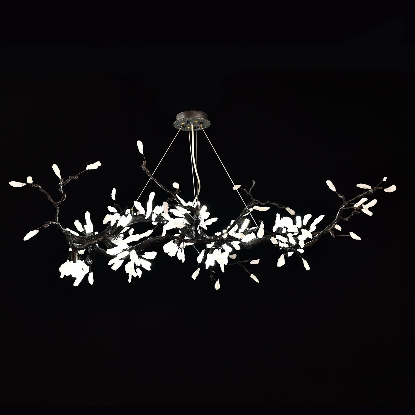 Selenite Crystal Blossom Branching Tree Chandelier