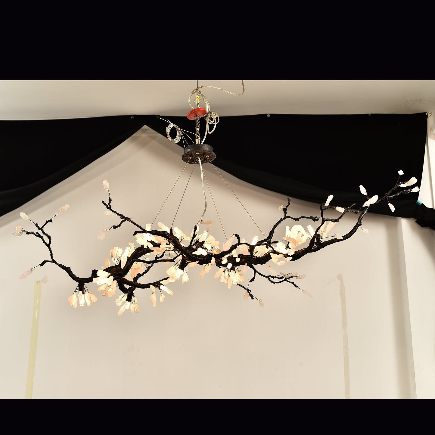 Selenite Crystal Blossom Branching Tree Chandelier