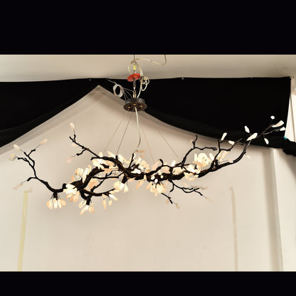 Selenite Crystal Blossom Branching Tree Chandelier