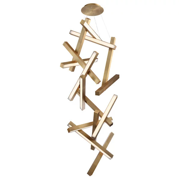 Modern Vertical Geometric Aluminum Chandelier for Staircase/Foyer/High-ceiling