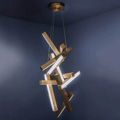 Modern Vertical Geometric Aluminum Chandelier for Staircase/Foyer/High-ceiling