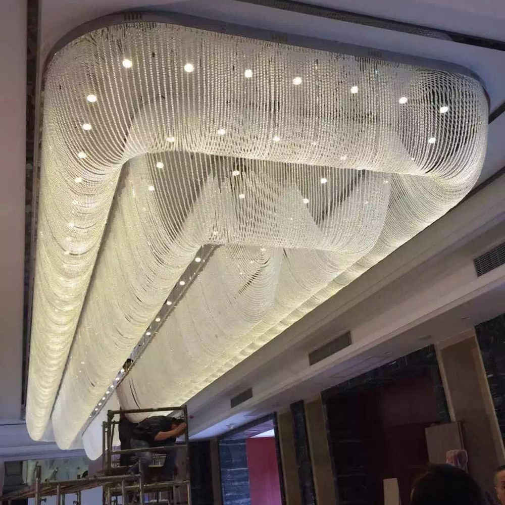 Hotel rectangle crystal chandelier for banquet