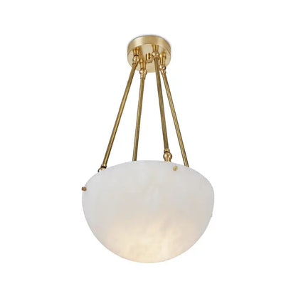 'Moon' Alabaster and Brass Pendant Lamp