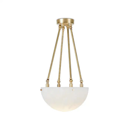 'Moon' Alabaster and Brass Pendant Lamp