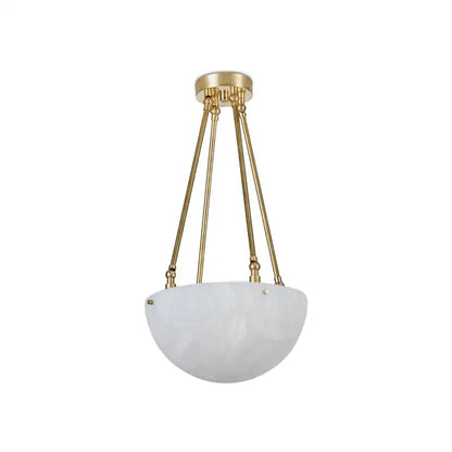 'Moon' Alabaster and Brass Pendant Lamp