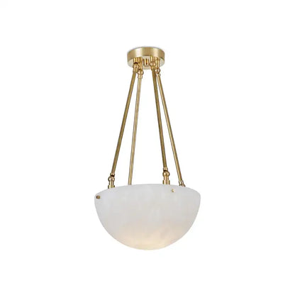 'Moon' Alabaster and Brass Pendant Lamp
