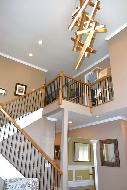 Modern Vertical Geometric Aluminum Chandelier for Staircase/Foyer/High-ceiling