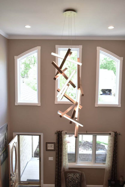 Modern Vertical Geometric Aluminum Chandelier for Staircase/Foyer/High-ceiling