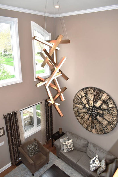 Modern Vertical Geometric Aluminum Chandelier for Staircase/Foyer/High-ceiling