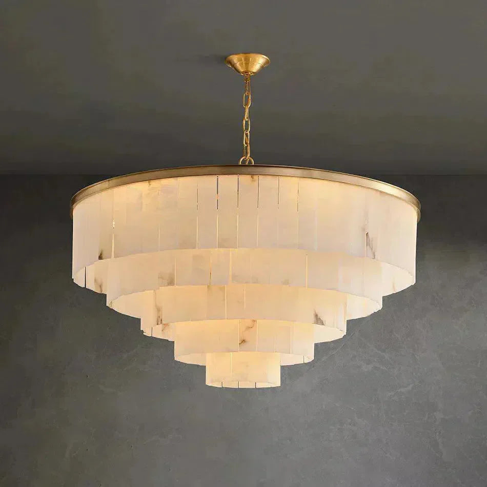 Modern Alabaster Tiered Chandelier - morylighting
