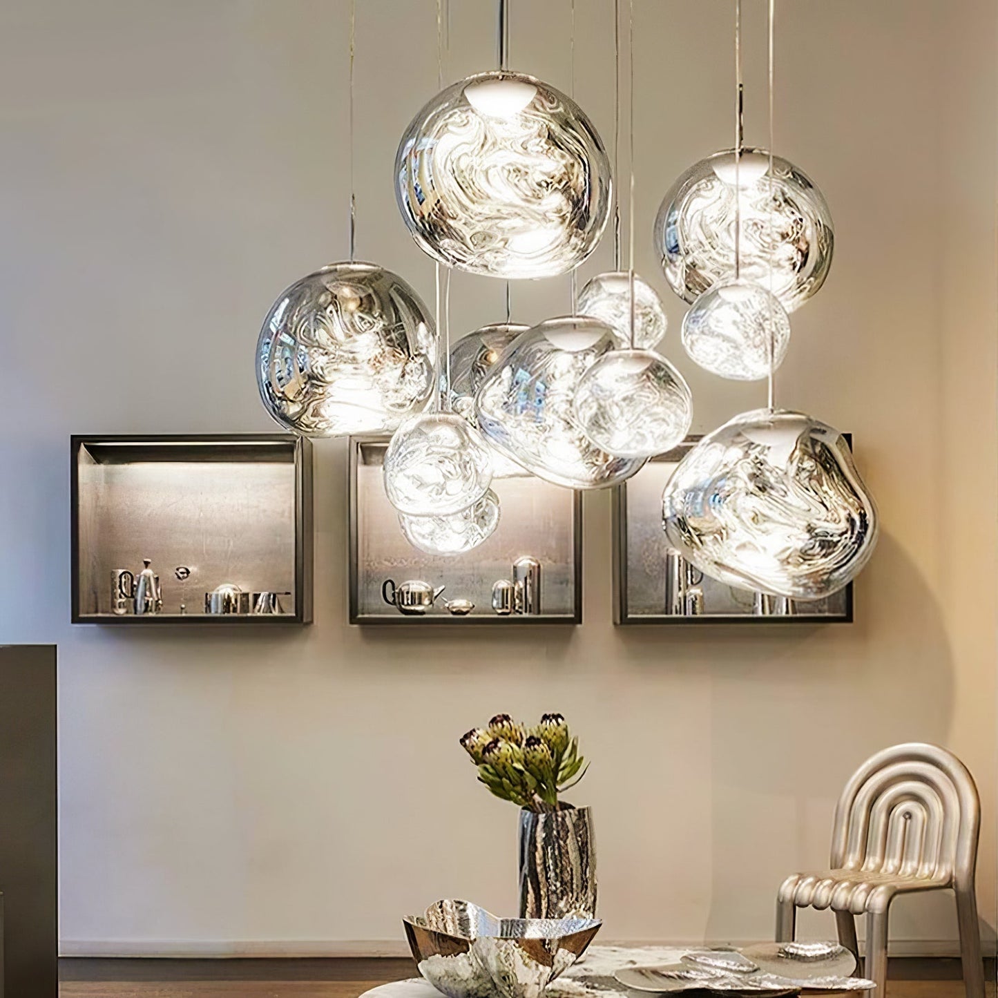 Multi Lava Round Chandelier