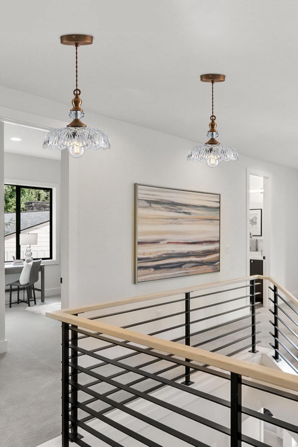 Mid-Century Clear Glass Pendant Light - view 5 | morylighting