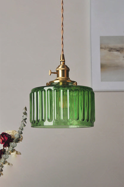 Mid-Century Grooved Glass Pendant Lamp - view 3 | morylighting