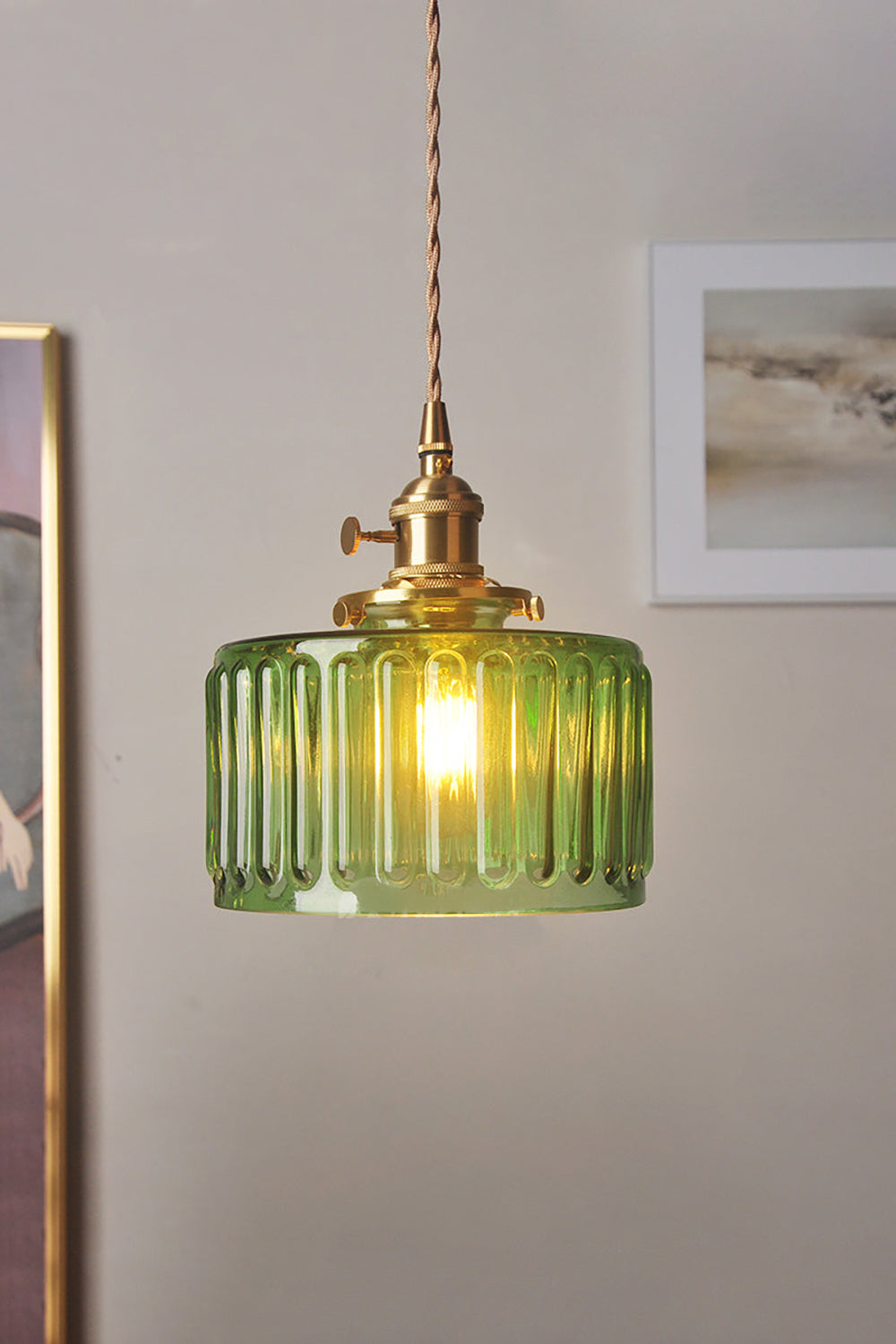 Mid-Century Grooved Glass Pendant Lamp - view 2 | morylighting
