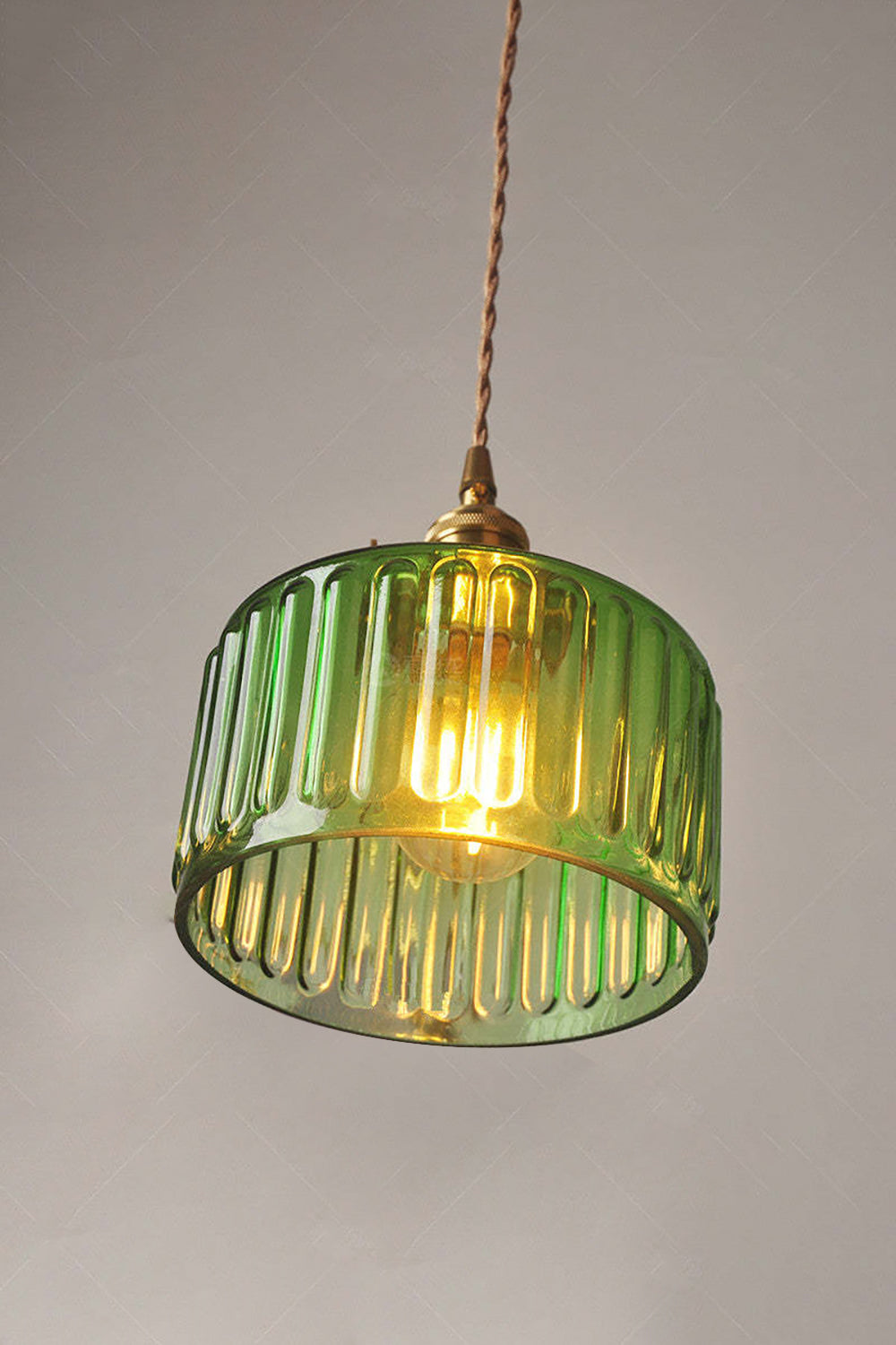 Mid-Century Grooved Glass Pendant Lamp - view 4 | morylighting