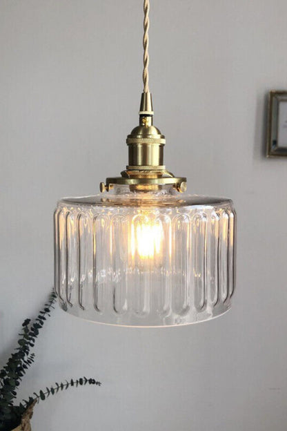 Mid-Century Grooved Glass Pendant Lamp - view 6 | morylighting