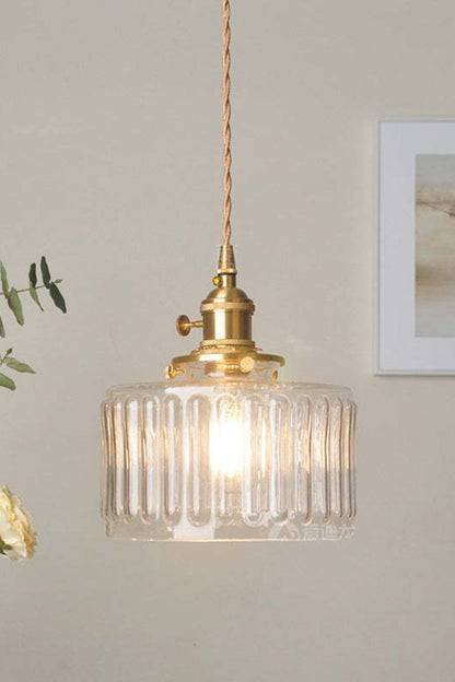 Mid-Century Grooved Glass Pendant Lamp - view 5 | morylighting