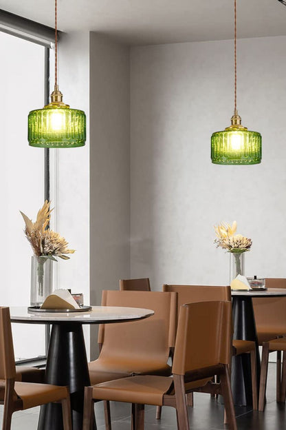 Mid-Century Grooved Glass Pendant Lamp - view 7 | morylighting