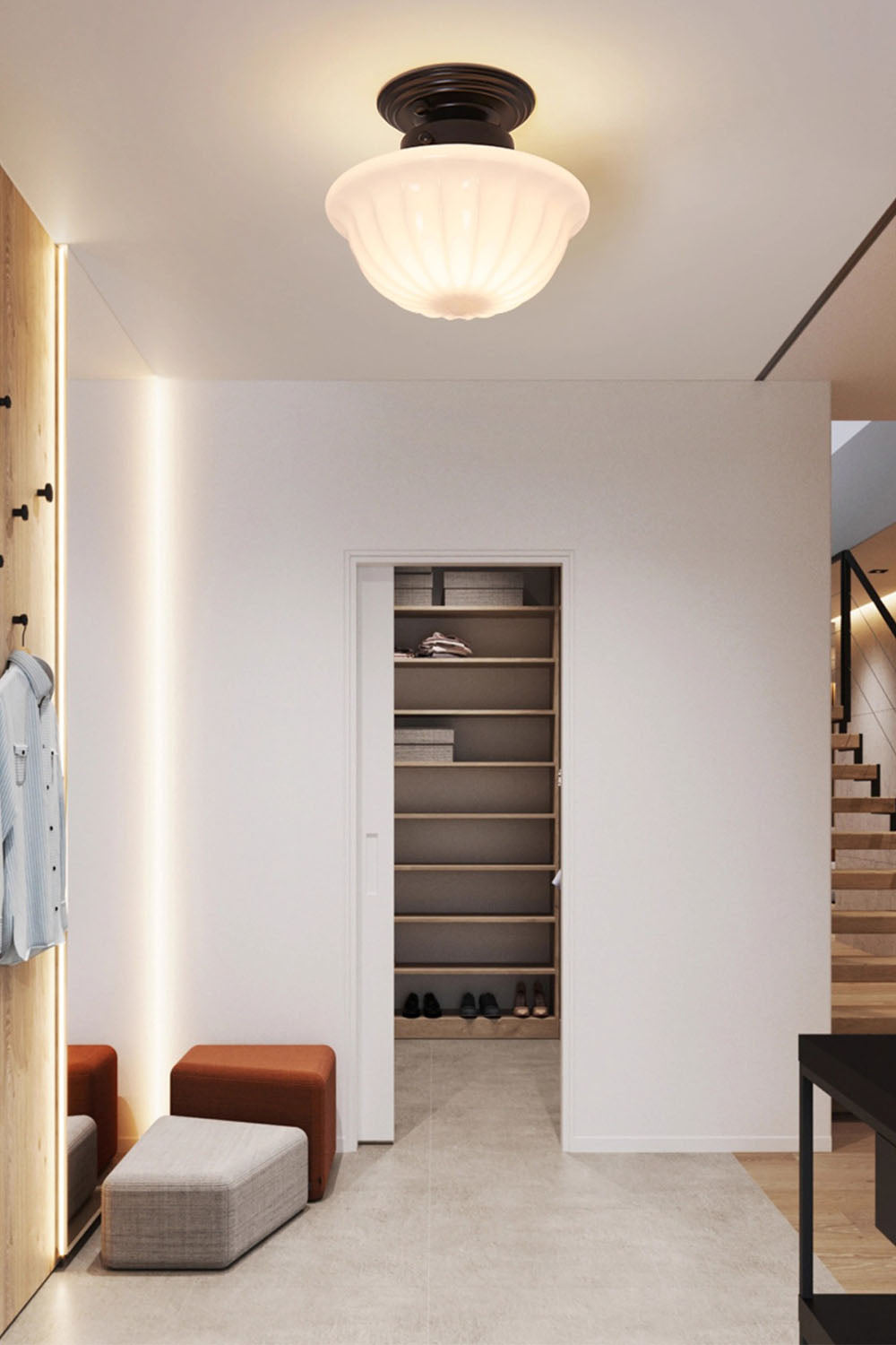 Milk Glass Ceiling Light - view 4 | morylighting