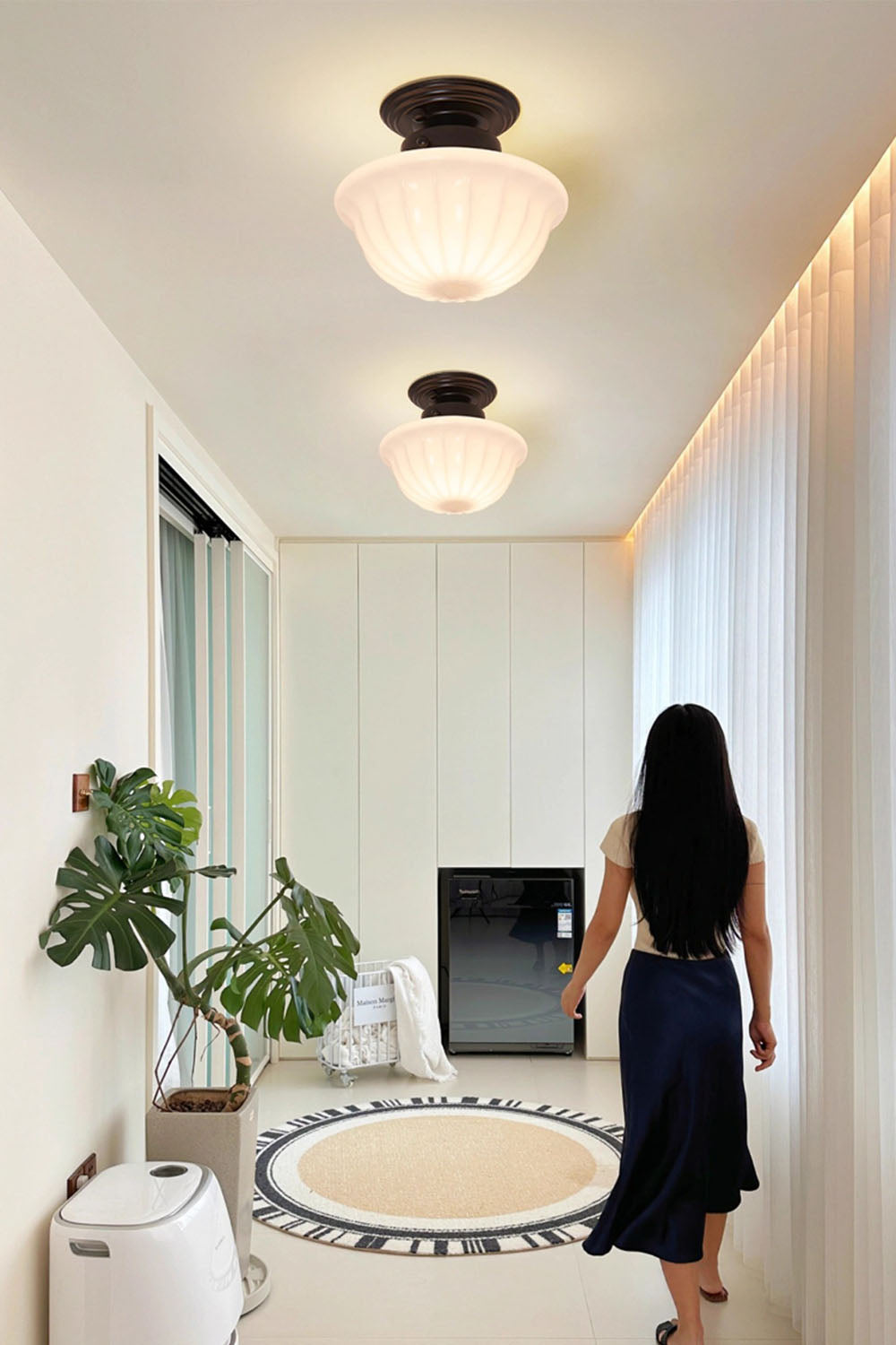 Milk Glass Ceiling Light - view 3 | morylighting