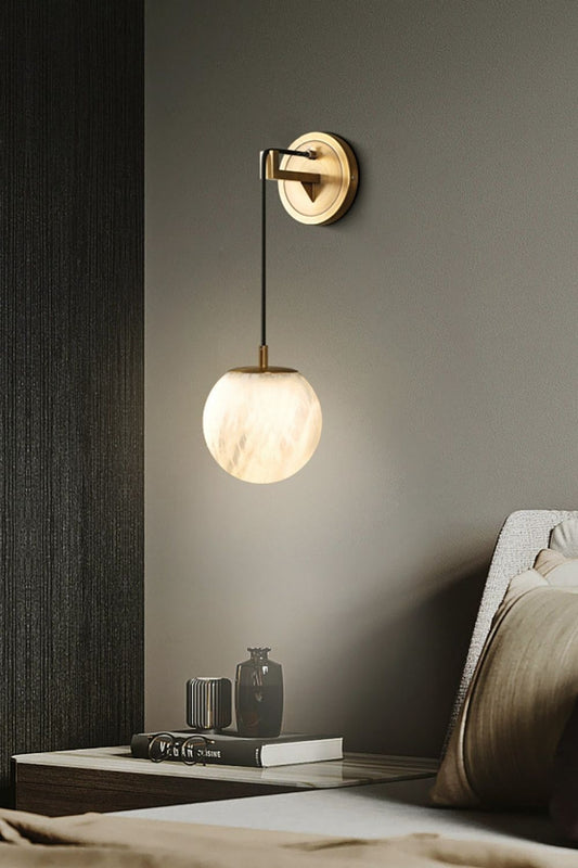 Minimalist Spherical Alabaster Wall Lamp - view 2 | morylighting