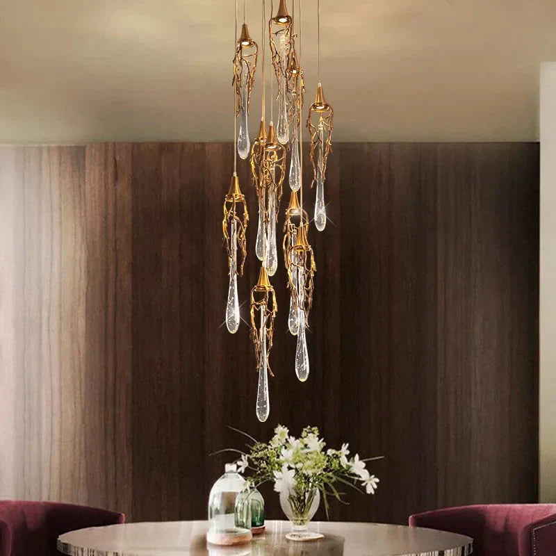 Stairwell Branch Strata Crystal Spiral Chandelier
