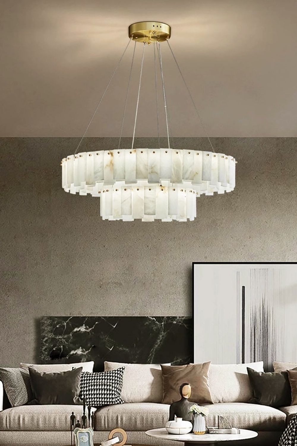 Modern Alabaster Celestial Round Chandelier - view 9 | morylighting