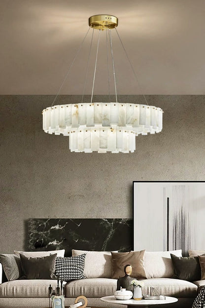 Modern Alabaster Celestial Round Chandelier - view 9 | morylighting