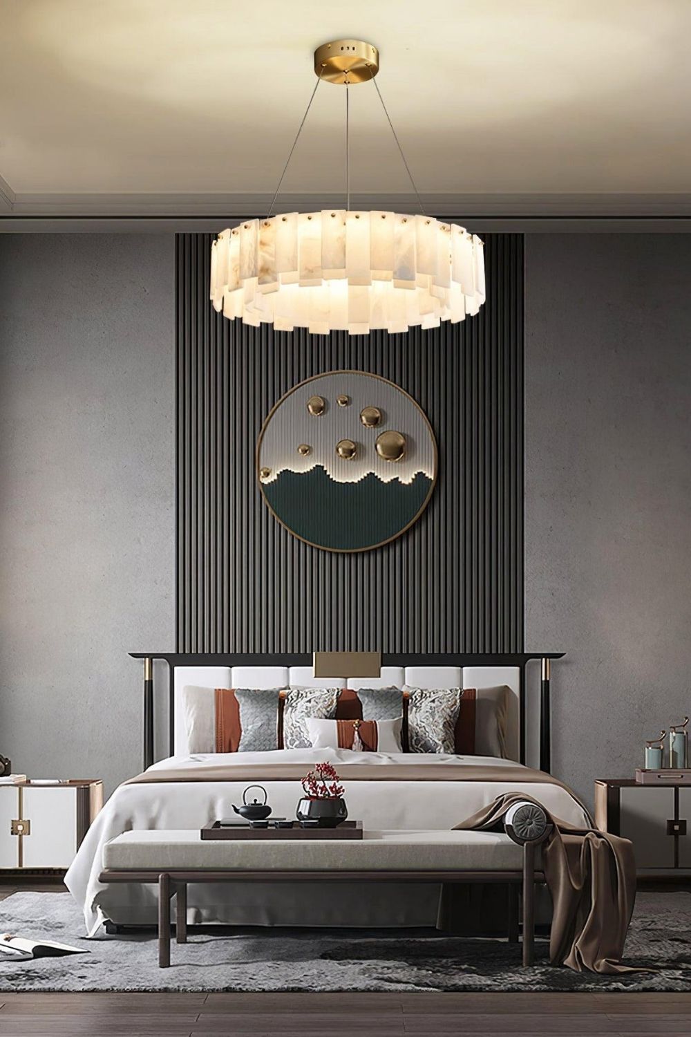 Modern Alabaster Celestial Round Chandelier - view 10 | morylighting