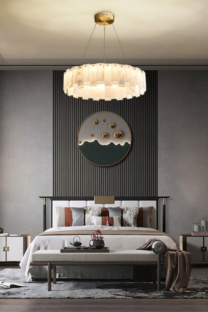Modern Alabaster Celestial Round Chandelier - view 10 | morylighting