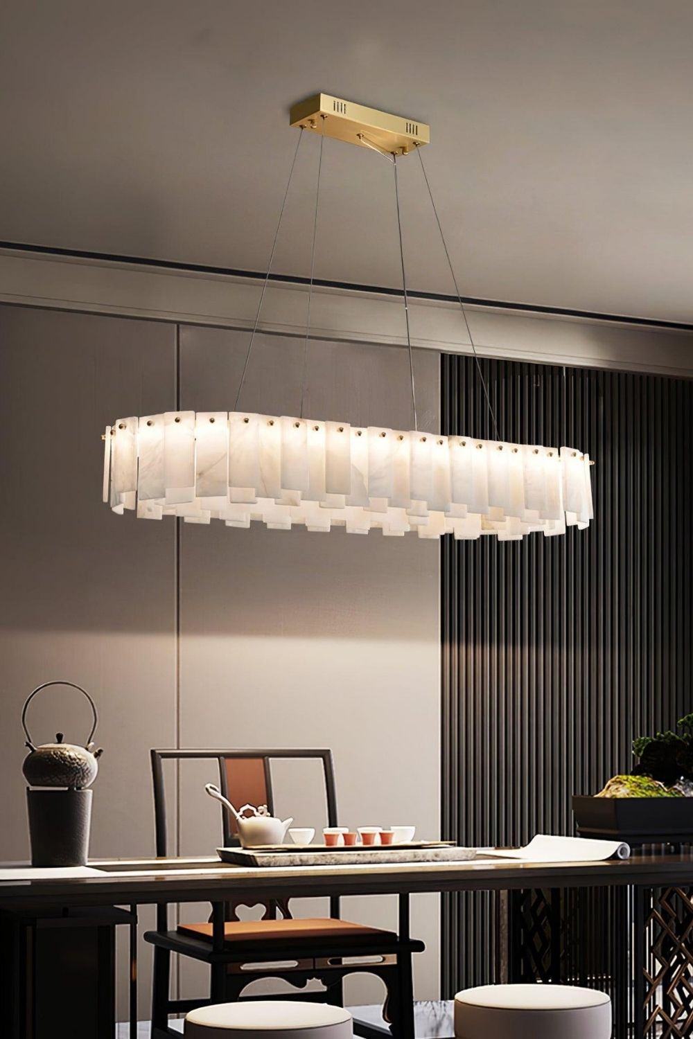 Modern Alabaster Celestial Round Chandelier - view 11 | morylighting