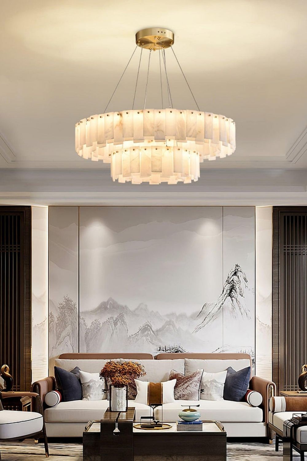 Modern Alabaster Celestial Round Chandelier - view 12 | morylighting