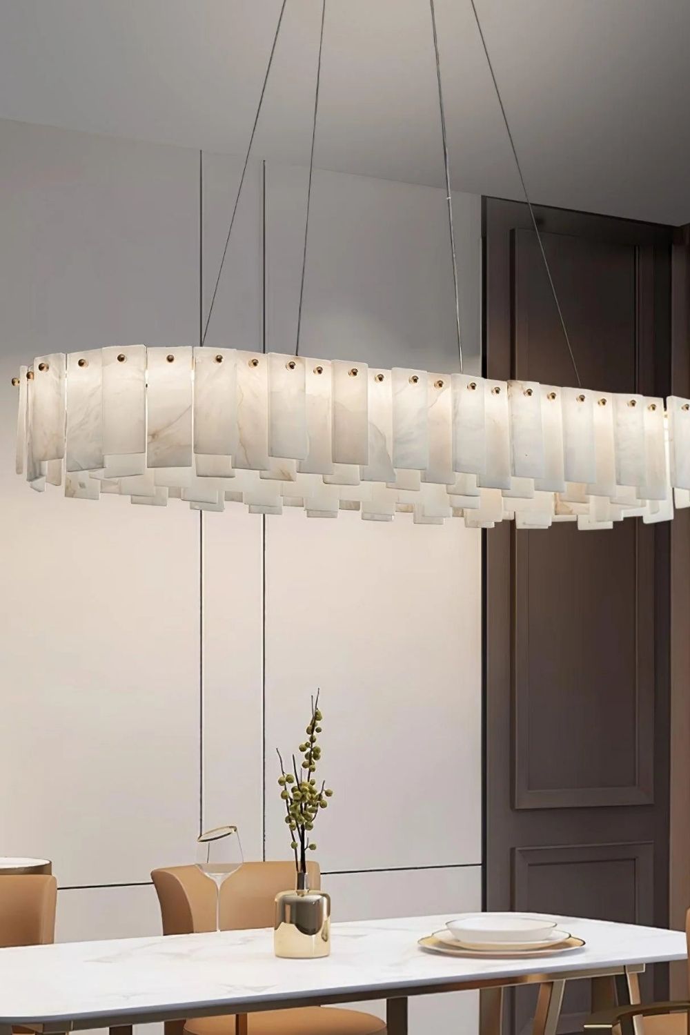 Modern Alabaster Celestial Round Chandelier - view 13 | morylighting