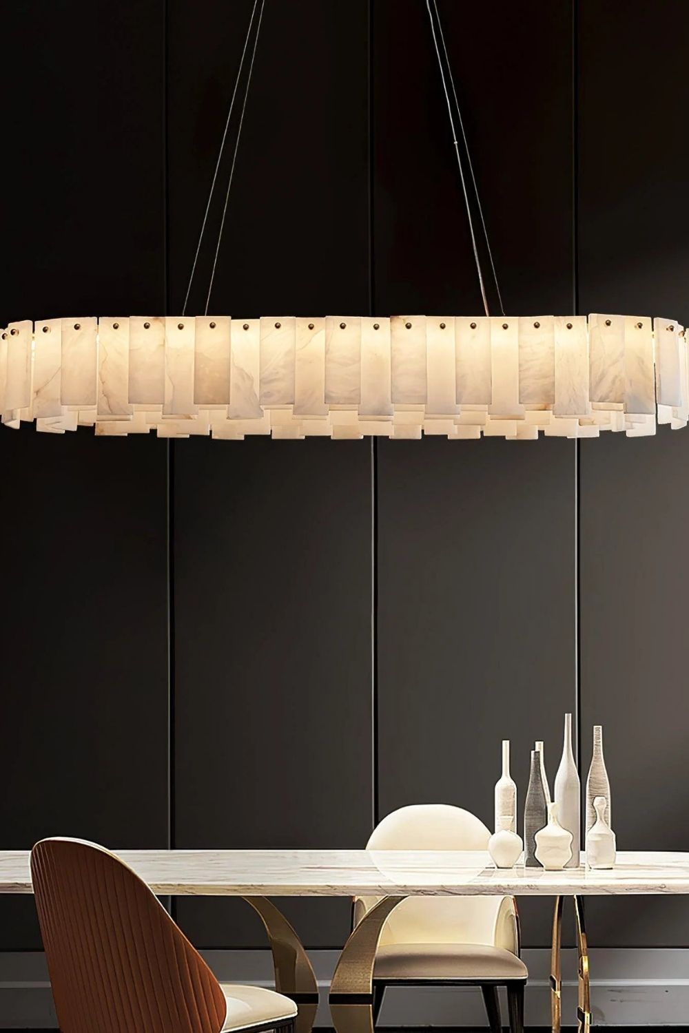 Modern Alabaster Celestial Round Chandelier - view 3 | morylighting